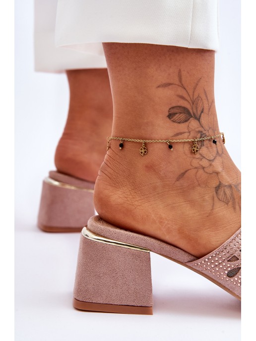 S.Barski Mesh Heeled Slippers KV-612-1 Nude S.Barski Mesh Heeled Slippers KV-612-1 Nude