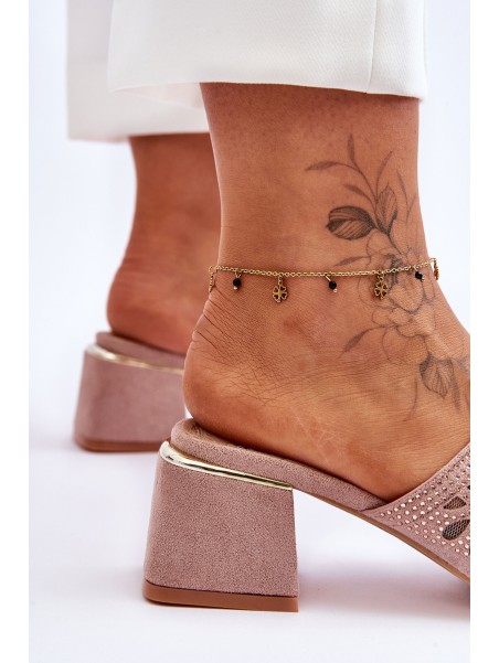 S.Barski tinklinės šlepetės su kulnais KV-612-1 Nude