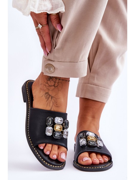 Moteriškos basutės su akmenukais S.Barski KV-2775-31 Juodos spalvos