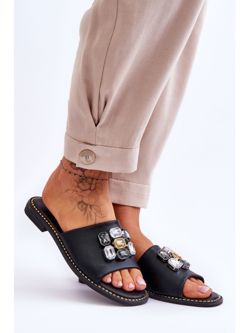 Women's Sandals With Stones S.Barski KV-2775-31 Black Women's Sandals With Stones S.Barski KV-2775-31 Black