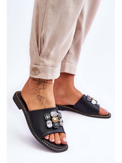 Women's Sandals With Stones S.Barski KV-2775-31 Black Women's Sandals With Stones S.Barski KV-2775-31 Black