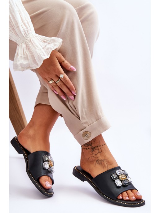 Women's Sandals With Stones S.Barski KV-2775-31 Black Women's Sandals With Stones S.Barski KV-2775-31 Black