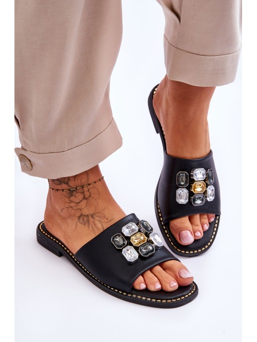 Women's Sandals With Stones S.Barski KV-2775-31 Black Women's Sandals With Stones S.Barski KV-2775-31 Black