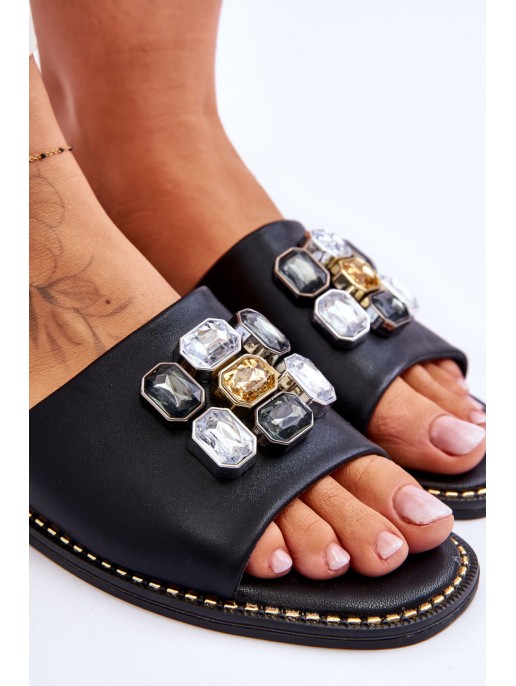 Women's Sandals With Stones S.Barski KV-2775-31 Black Women's Sandals With Stones S.Barski KV-2775-31 Black