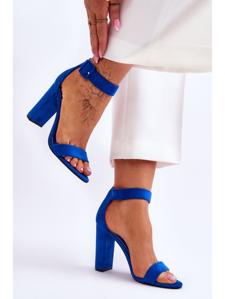 Suede High Heels Sandals Dark blue Jacqueline