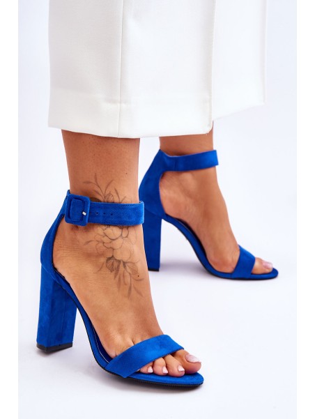 Suede High Heels Sandals Dark blue Jacqueline