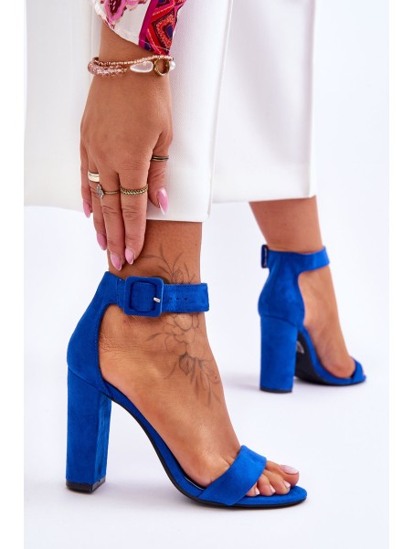 Suede High Heels Sandals Dark blue Jacqueline