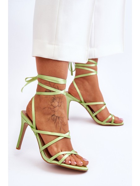 Women's Tied Sandals On A High Heel Green Meya