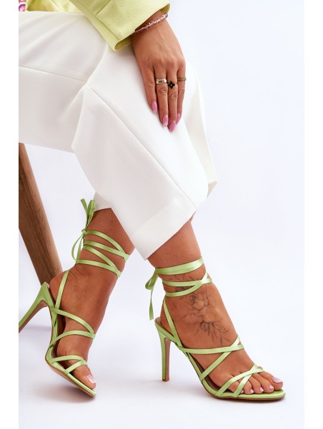 Women's Tied Sandals On A High Heel Green Meya