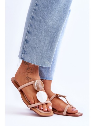 Embellished Suede Slippers Nude Victoria 2