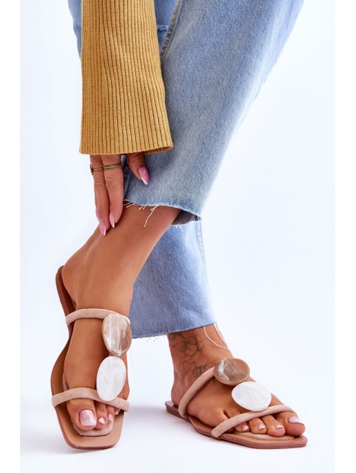 Embellished Suede Slippers Nude Victoria Embellished Suede Slippers Nude Victoria