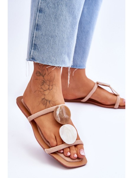 Embellished Suede Slippers Nude Victoria