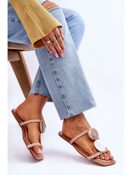 Embellished Suede Slippers Nude Victoria