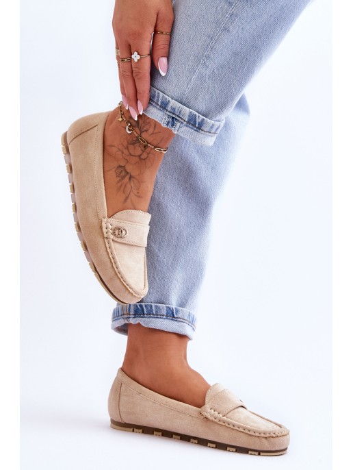 Suede Slip-On Loafers Beige Castelo Suede Slip-On Loafers Beige Castelo