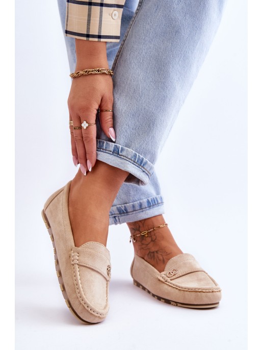 Suede Slip-On Loafers Beige Castelo Suede Slip-On Loafers Beige Castelo