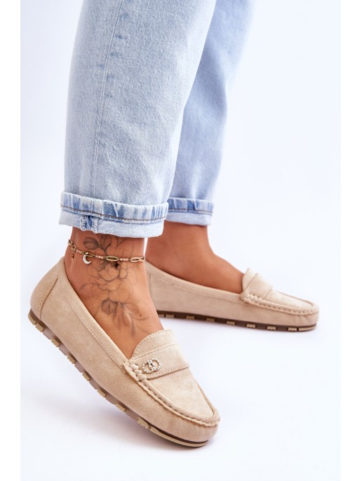 Suede Slip-On Loafers Beige Castelo Suede Slip-On Loafers Beige Castelo