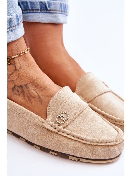 Suede Slip-On Loafers Beige Castelo Suede Slip-On Loafers Beige Castelo