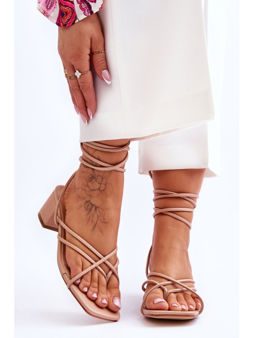 Tied Sandals With High Heels Beige Secret Love