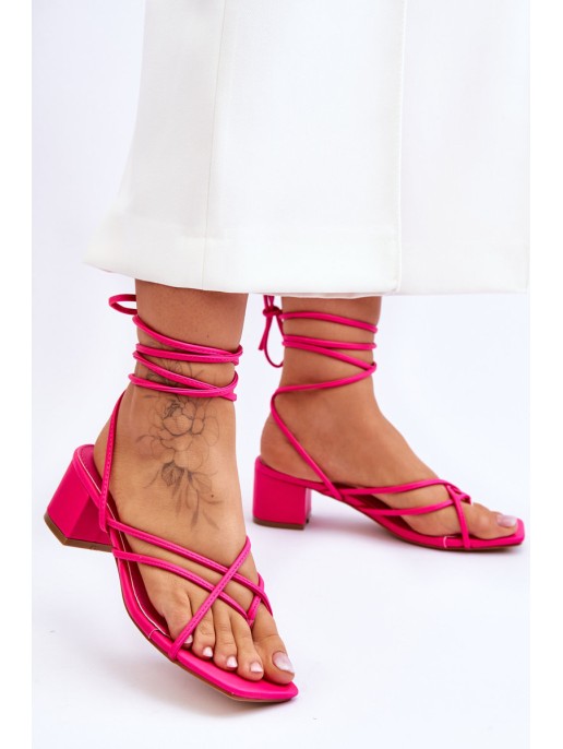 Tied Sandals With High Heels Pink Secret Love Tied Sandals With High Heels Pink Secret Love