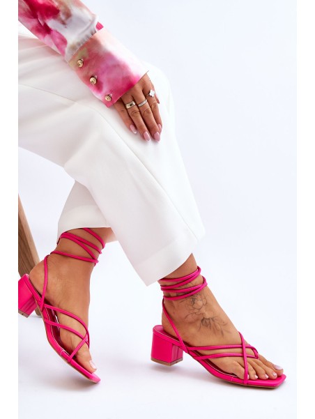 Tied Sandals With High Heels Pink Secret Love