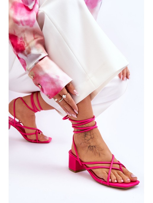 Tied Sandals With High Heels Pink Secret Love Tied Sandals With High Heels Pink Secret Love