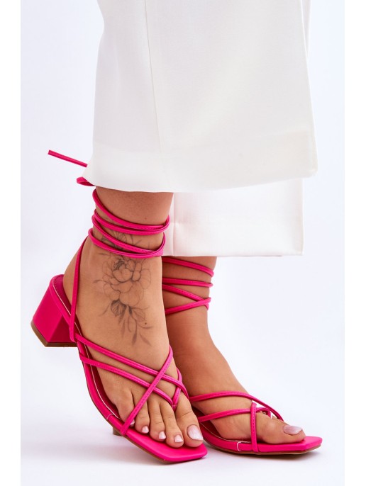 Tied Sandals With High Heels Pink Secret Love Tied Sandals With High Heels Pink Secret Love