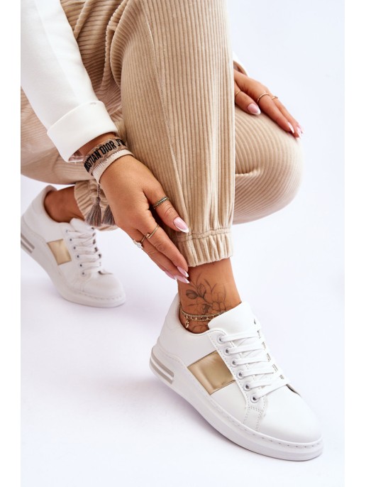 Classic Sports Shoes White and Gold Follow Me