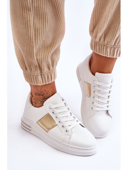 Classic Sports Shoes White and Gold Follow Me