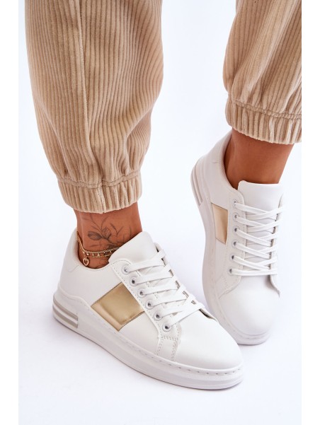 Classic Sports Shoes White and Gold Follow Me