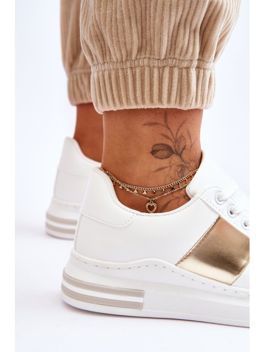 Classic Sports Shoes White and Gold Follow Me