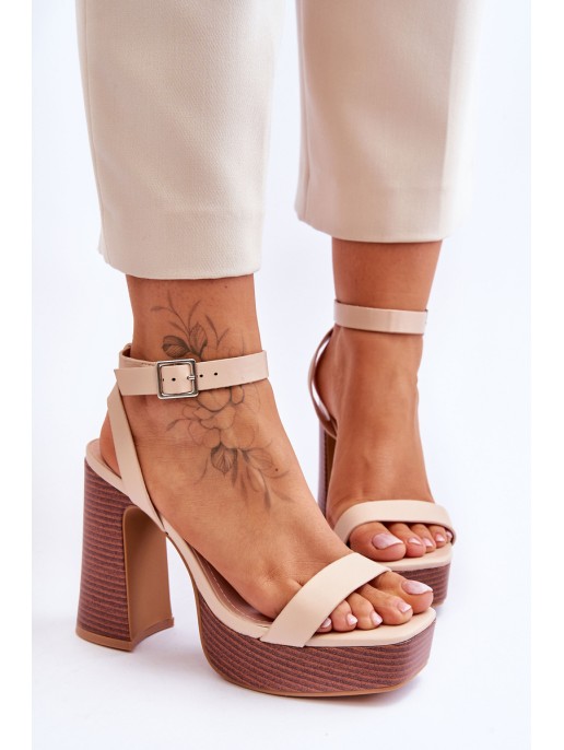 Leather Sandals On A Chunky Platform Beige Marina