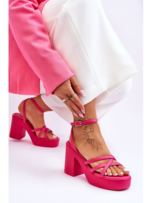 Fashionable High Heels Sandals With Straps Fuchsia Shemira