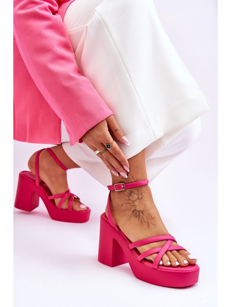 Fashionable High Heels Sandals With Straps Fuchsia Shemira