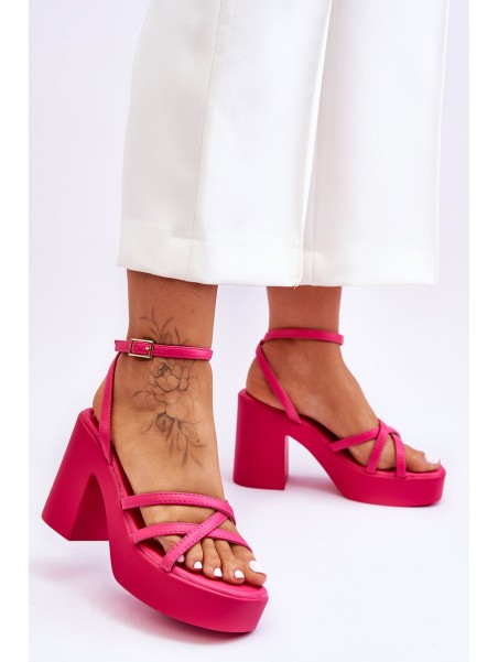 Fashionable High Heels Sandals With Straps Fuchsia Shemira