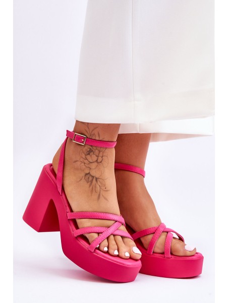 Fashionable High Heels Sandals With Straps Fuchsia Shemira
