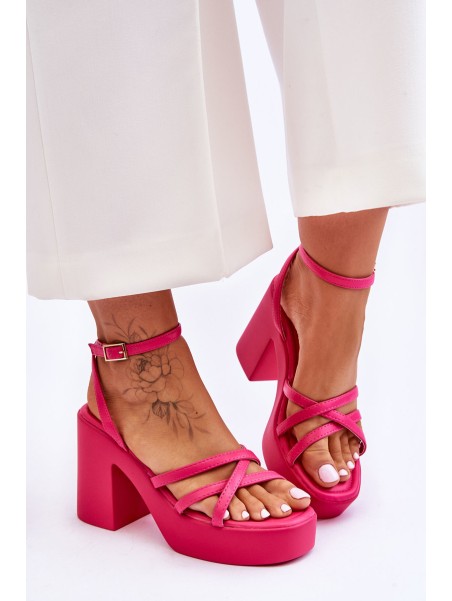 Fashionable High Heels Sandals With Straps Fuchsia Shemira