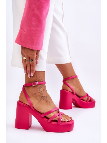 Fashionable High Heels Sandals With Straps Fuchsia Shemira