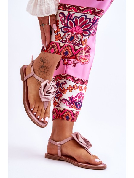 Women's Flip Flops With Fabric Rose Nude Carisma