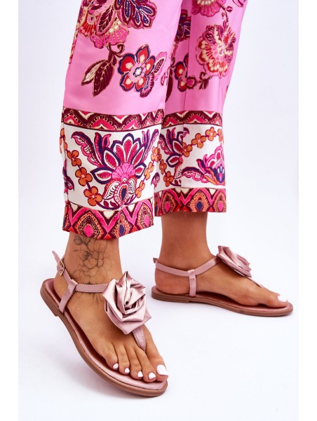 Women's Flip Flops With Fabric Rose Nude Carisma