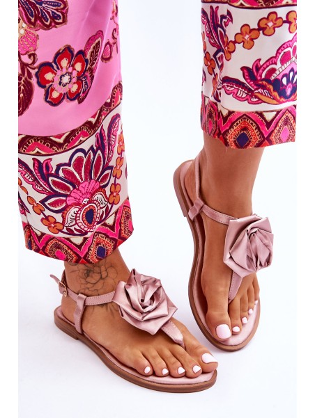 Women's Flip Flops With Fabric Rose Nude Carisma