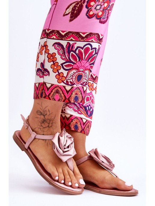 Women's Flip Flops With Fabric Rose Nude Carisma