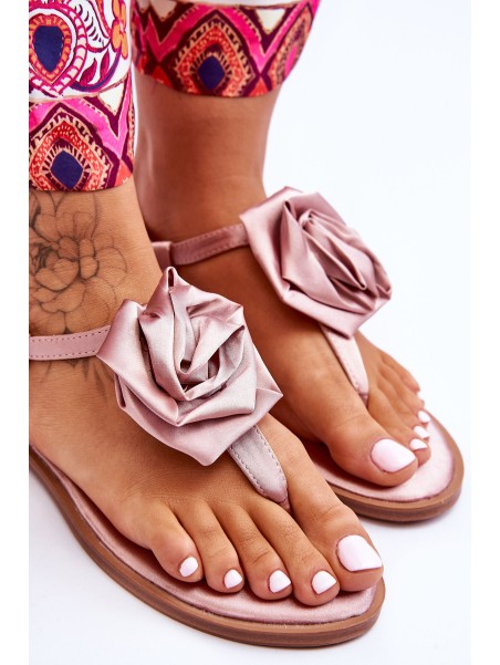 Women's Flip Flops With Fabric Rose Nude Carisma