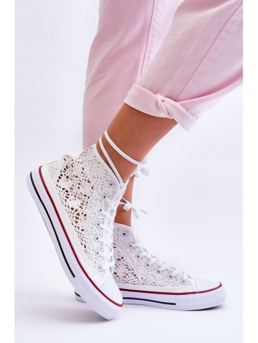 Women's Lace High Sneakers White Cornella
