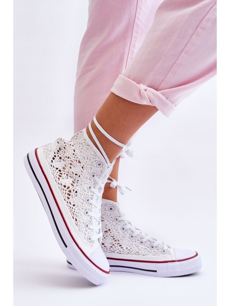 Women's Lace High Sneakers White Cornella