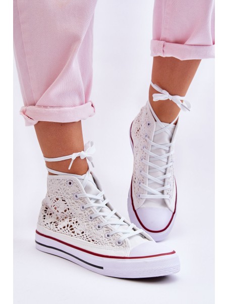 Women's Lace High Sneakers White Cornella