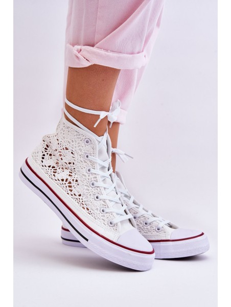 Women's Lace High Sneakers White Cornella