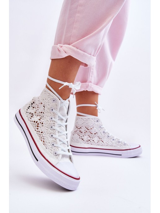 Women's Lace High Sneakers White Cornella