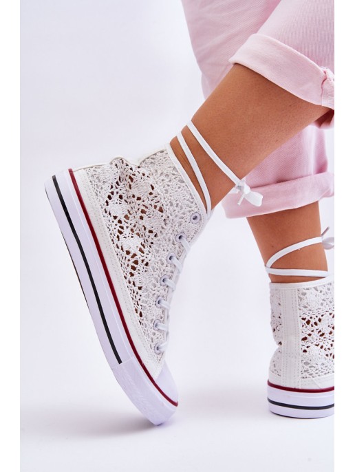 Women's Lace High Sneakers White Cornella
