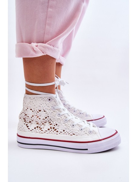 Women's Lace High Sneakers White Cornella