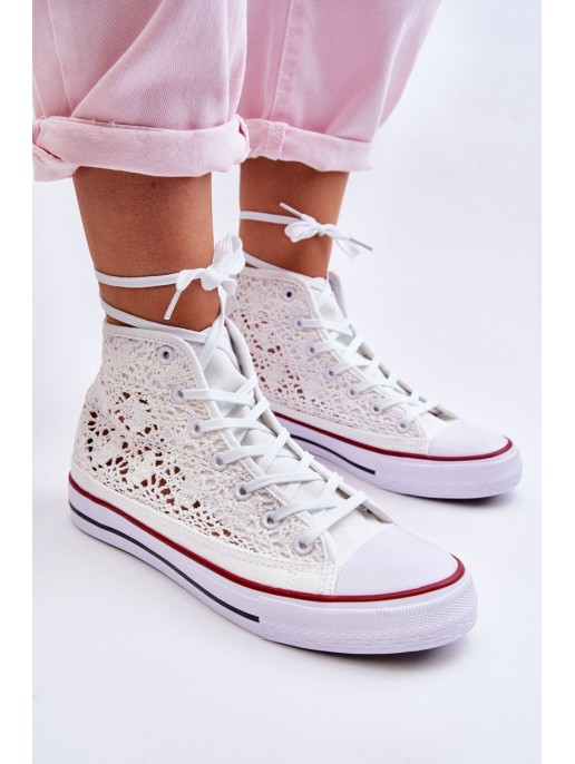 Women's Lace High Sneakers White Cornella